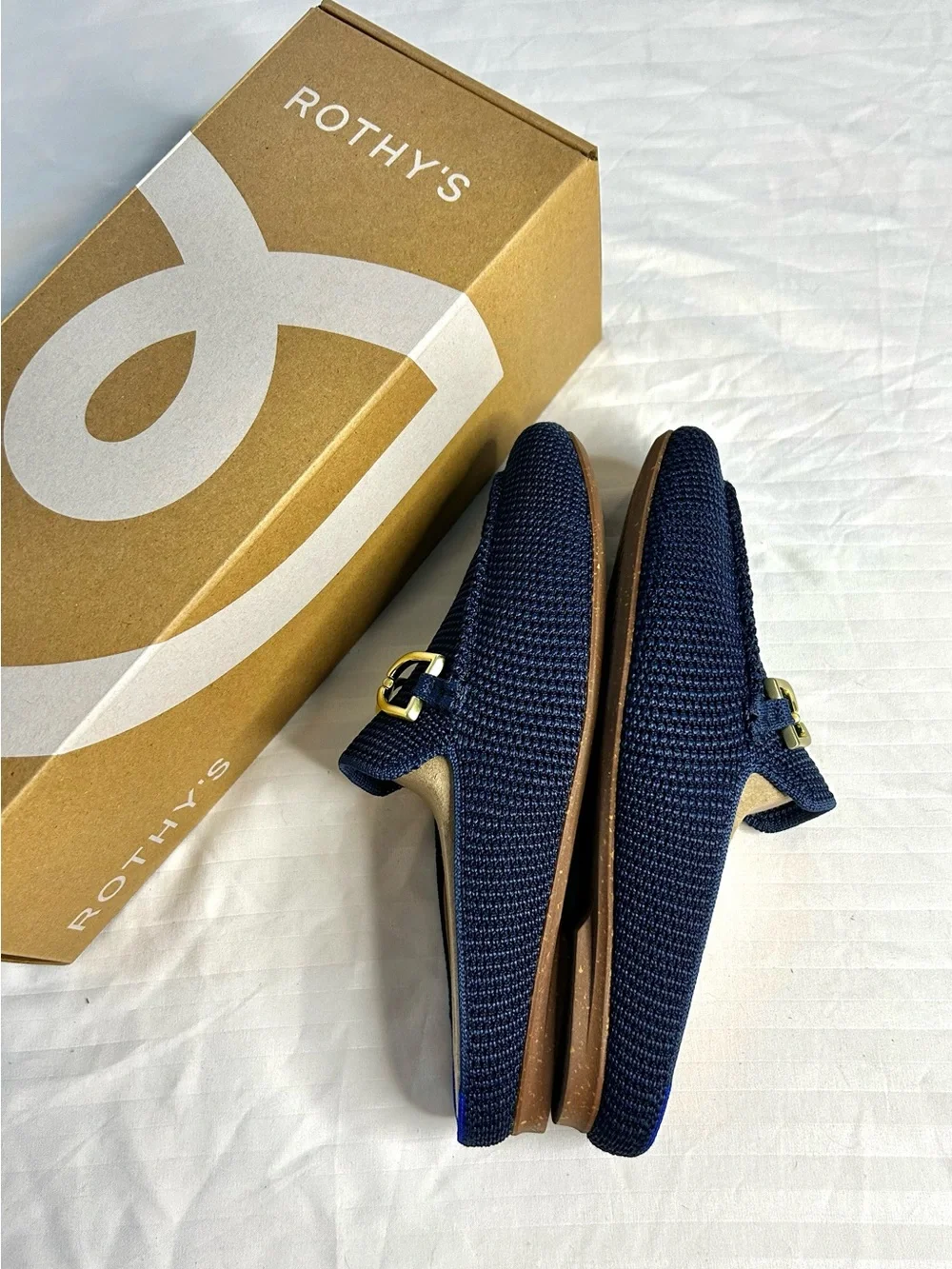 Rothy’s - The Double Bit Loafer Mule in Blue Raffia Knit in 6.5 - Picture 5 of 13